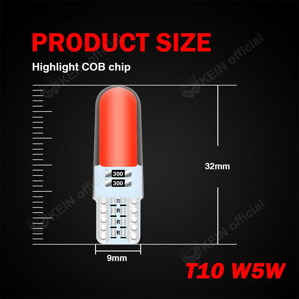 KEIN 8PCS T10 Led W5W 5W5 Bulb WY5W 194 Interior Light COB Silicone Door Dome Parking Signal Lamp Auto 12V For Lada Car Styling