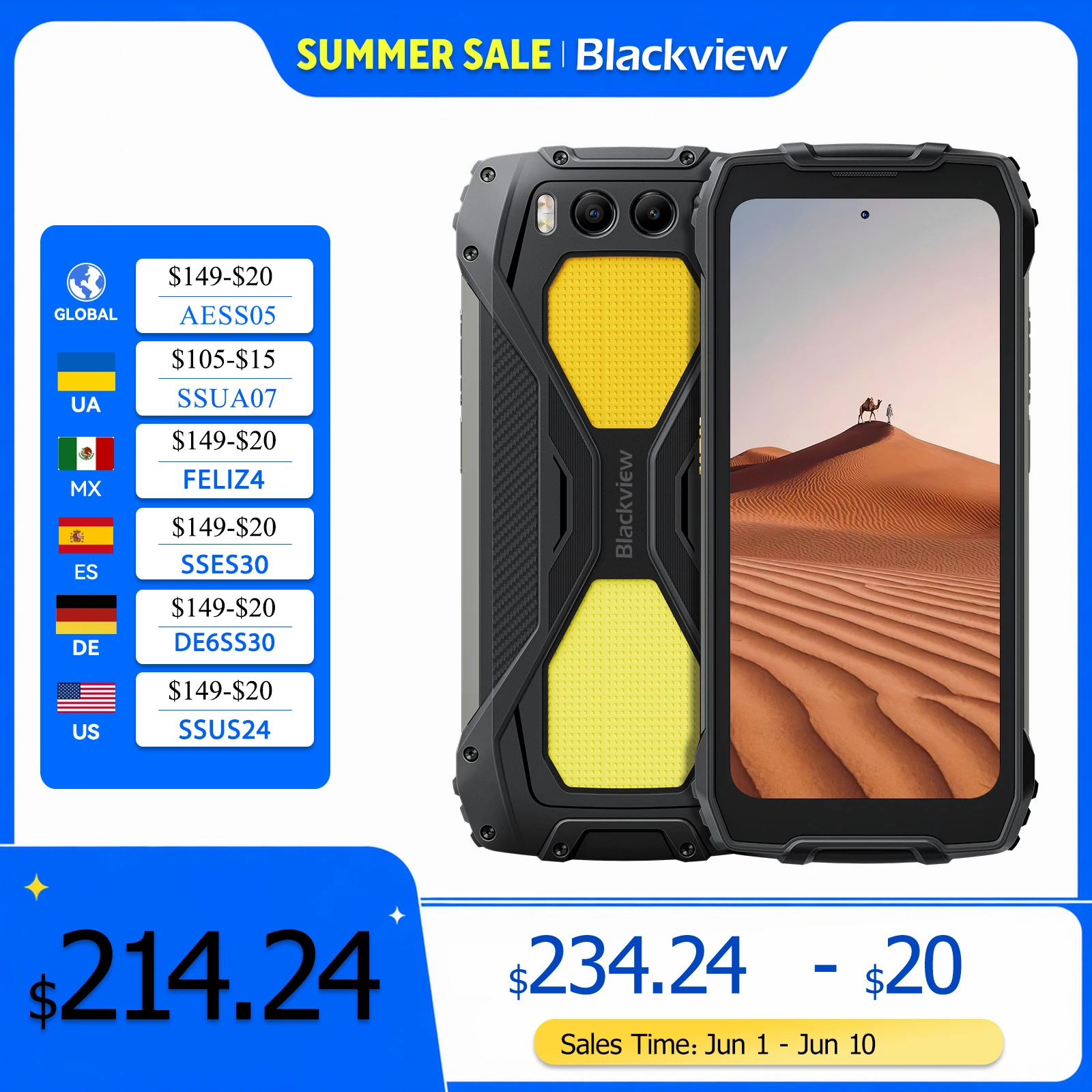 Blackview BV7300 Rugged Phone, 6GB+256GB, Android 14 Gaming Phone,15000mAh+45W Rugged Smartphone, 50MP+30MP Camera NFC/Dual SIM