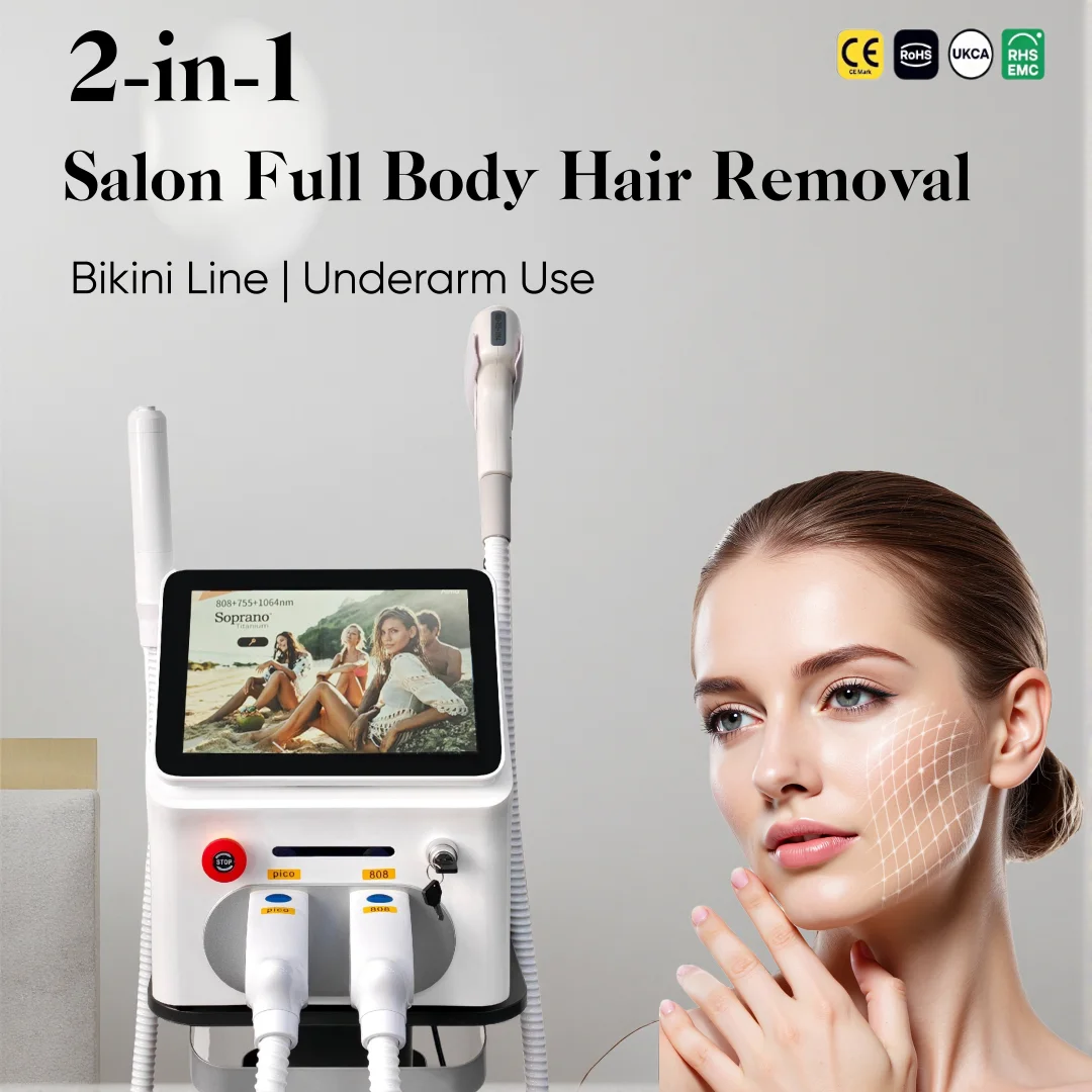 

Diode Laser Hair Removal 2-in-1 Full Body Salon Beauty Equipment For Bikini Line Underarm