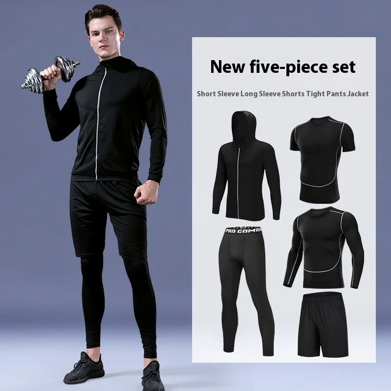 Tuta sportiva da uomo ad asciugatura rapida aderente da corsa tuta da fitness pantaloncini da allenamento da uomo abbigliamento sportivo indumenti