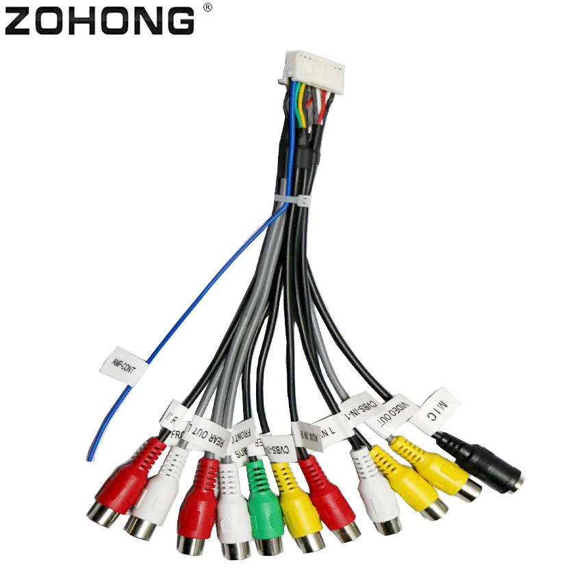 FR/FL*2 Subwoofer Audio Output Accessories 20 Pin RCA Cable Aux-in