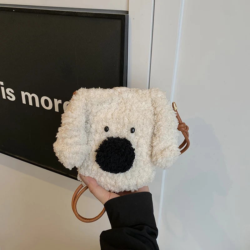 

Microfiber Zipper Dogs Crossbody Bags Solid Color Cute Child 2025 High Quality Bags for Women Winter New Women's Handbags
