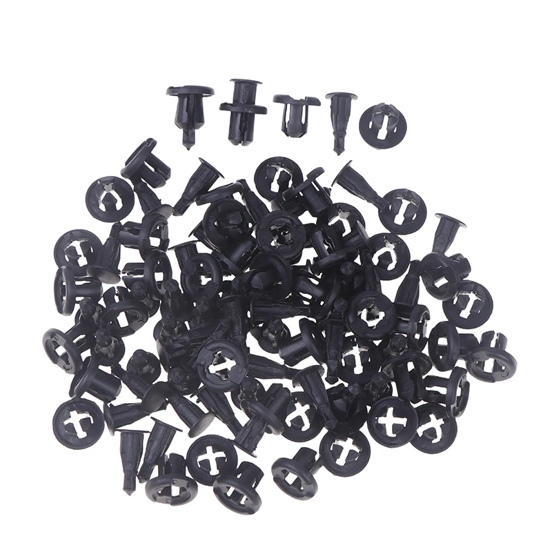 50/100Pcs 10mm Diameter 10mm Black Plastic Auto Fasteners Rivets Clips Vehicle Car Bumper Door Panel Liner Clips Retainer