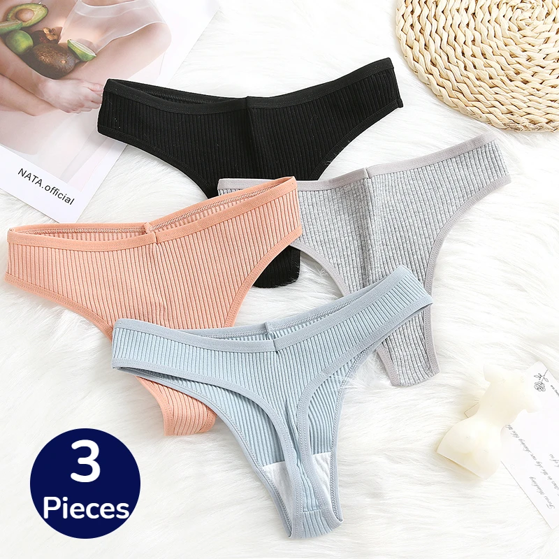 TrowBridge 3PCS/Set Women\'s Panties Cotton Female Thongs Lingerie Sexy Underwear Soft Cozy G-Strings Breathable Sport Underpants