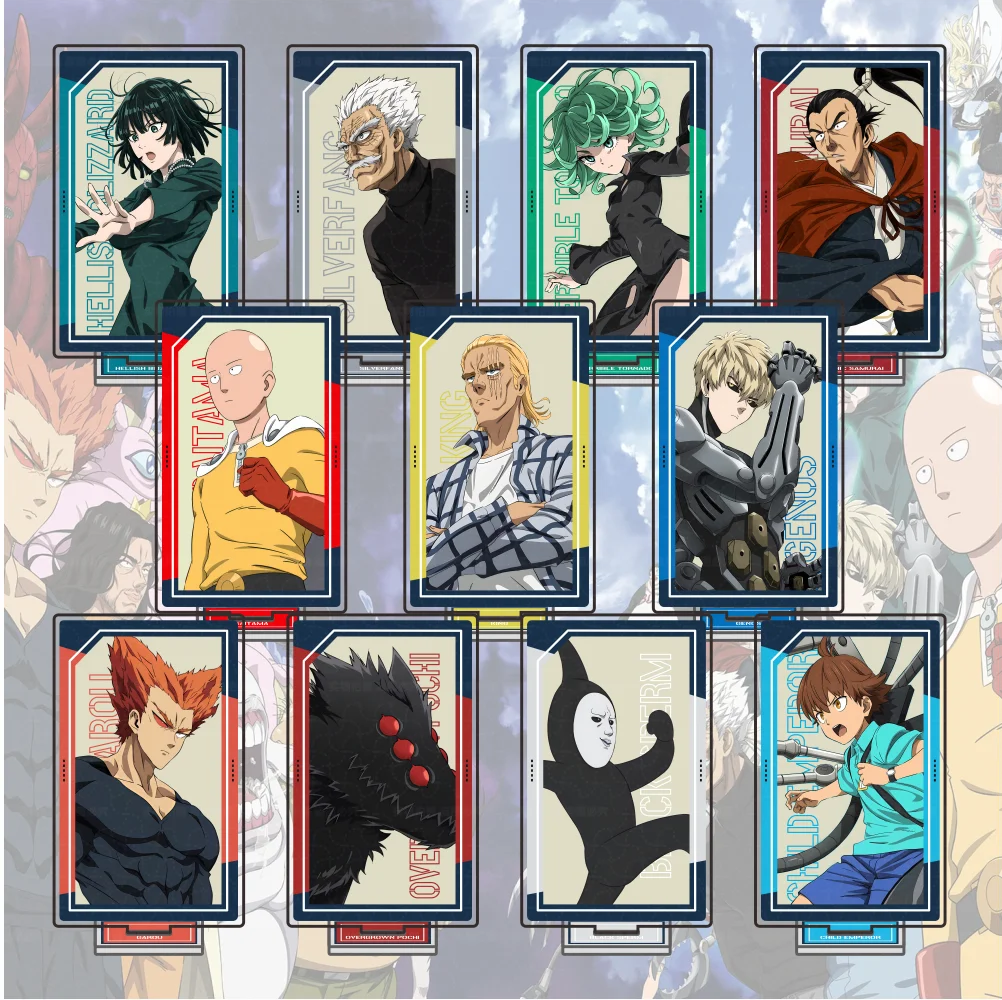 Anime One Punch Man Keychains Pendant Key Chain Acrylic Stand TERRIBLE TORNADO Saitama HELLISH BLIZZARD Fans Gifts Accessories