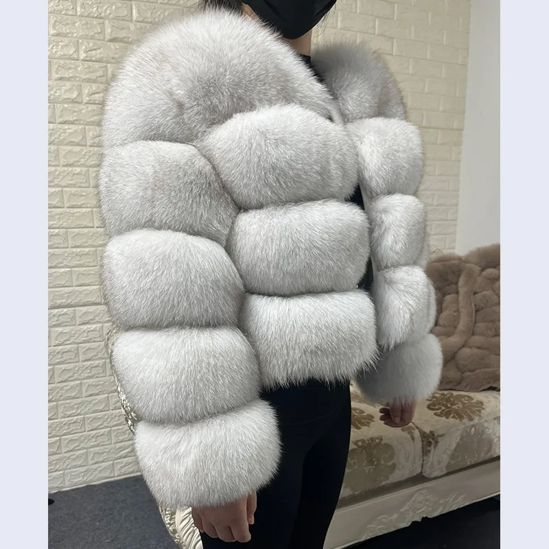 Maomaokong Natural Real Raccoon Fur Coat Women Winter Long Sleeve Luxury Fox Fur Jackets Thick Top Female Furry Coat Vest