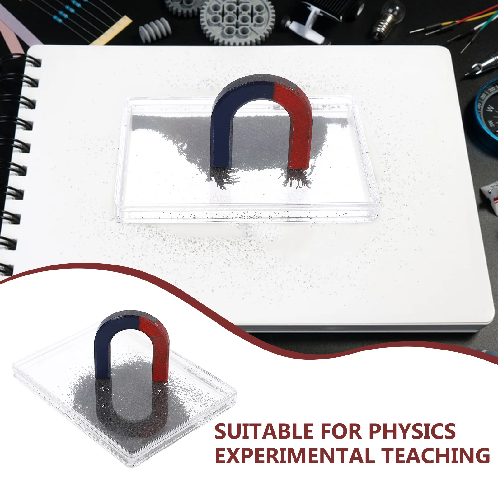 Magnetic Field Iron Filings Case for Science Experiments Physics Teaching Device Portable Physical Equipment for Student