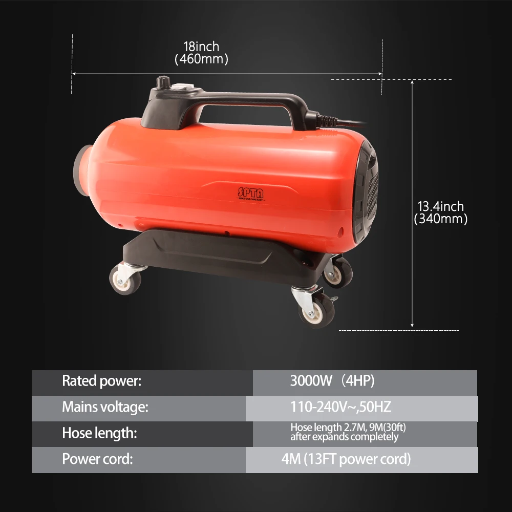 SPTA Air Cannon Dryer Blower Powerful Car Detailing Flexible Hose Auto Wash Drying Machine