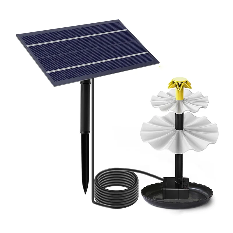 A51M-3 Tiered Bird Bath With Solar Pump,DIY Solar Fountain Detachable And Suitable For Bird Bath, Garden Decoration,Outdoor