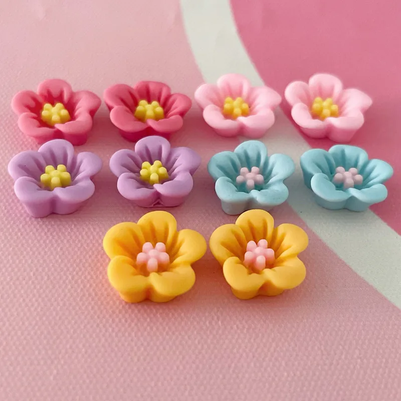 20pcS Colour Petal Resin DIY Ear Stud Icebox Shoes Hat Barrette Mobile Phone Case Decoration Cream Glue Clothes Flat Back Patch