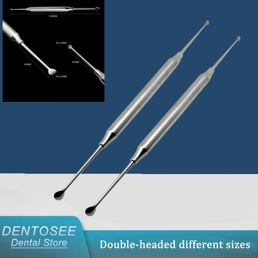 

2Pcs Dental Implant Excavator Spoon Bone Curette, Stainless Steel Oral Surgery Tool