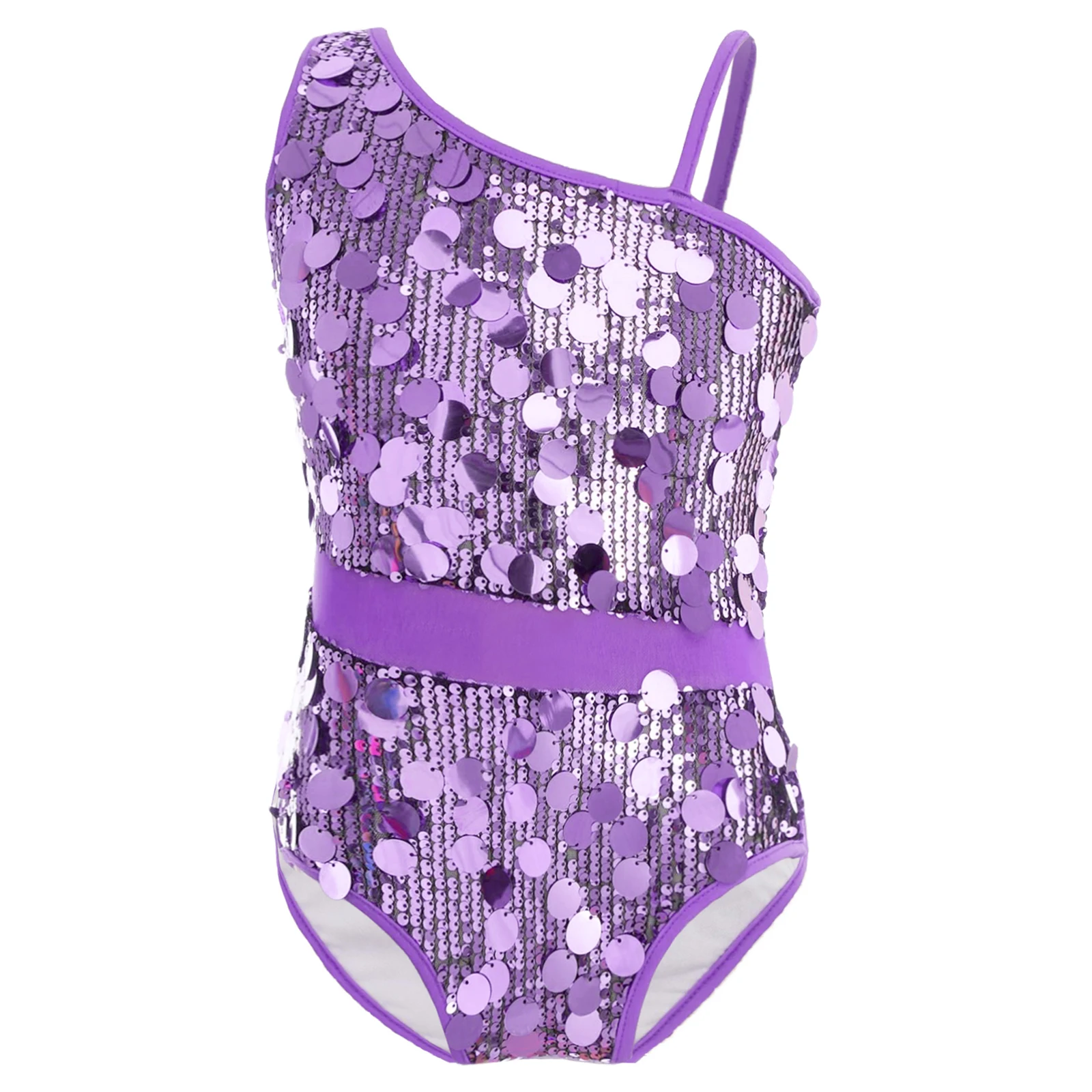 Bambini Ragazze Paillettes Balletto Danza Body Ginnastica Allenamento Dancewear Latn Jazz Body Senza maniche Unitard per Pattinaggio di Figura