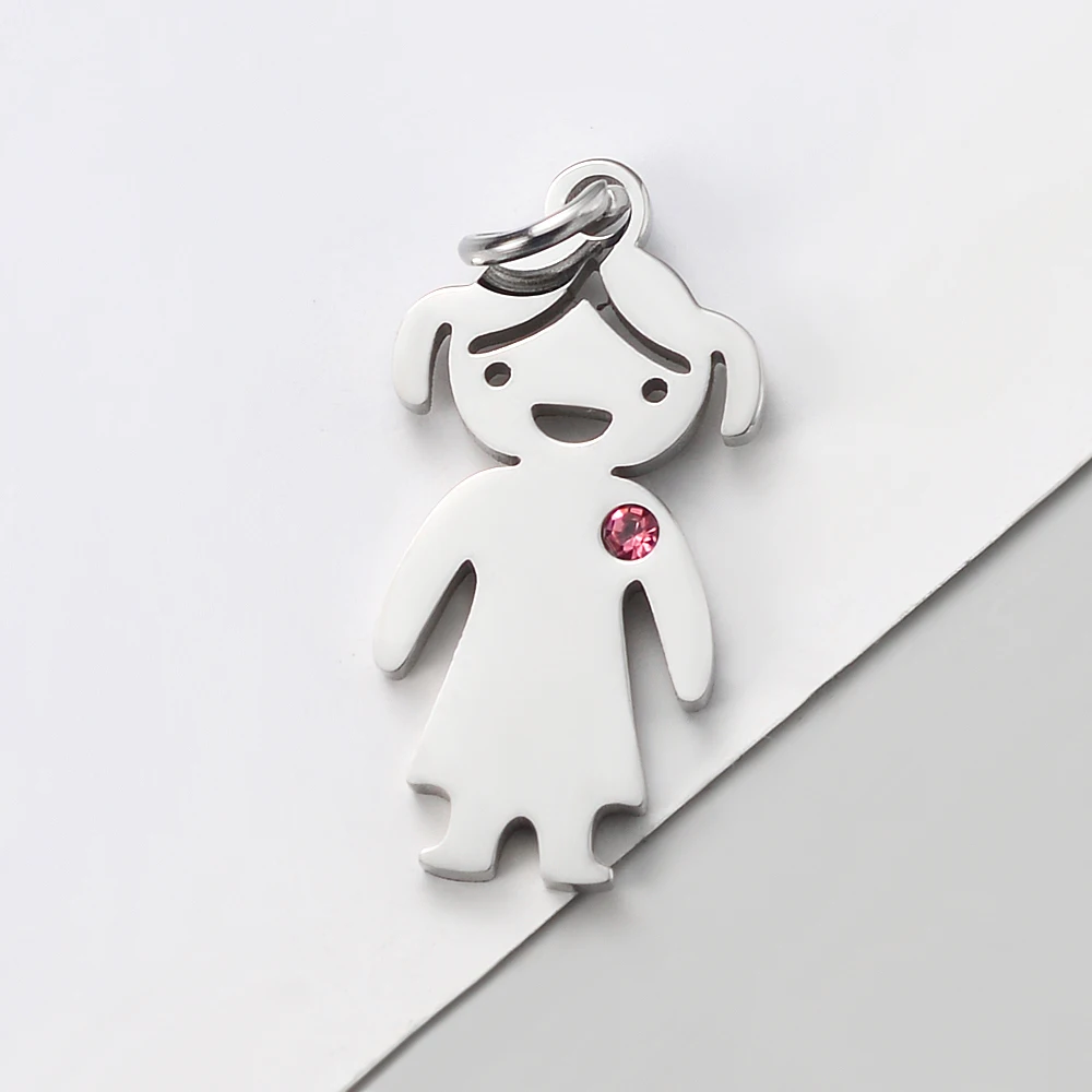 10 stks/partij Leuke Meisjes Jongens Charms Spiegel Polish Rvs Hanger Voor DIY Mode-sieraden Accessoires Groothandel
