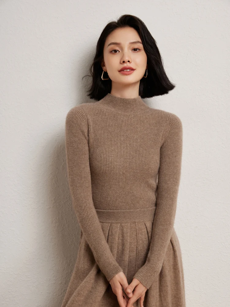 MEETCC 100% 캐시미어 스웨터 여성 슬림 피트 풀오버 가을 겨울 기본 두꺼운 따뜻한 캐시미어 니트 럭셔리 점퍼