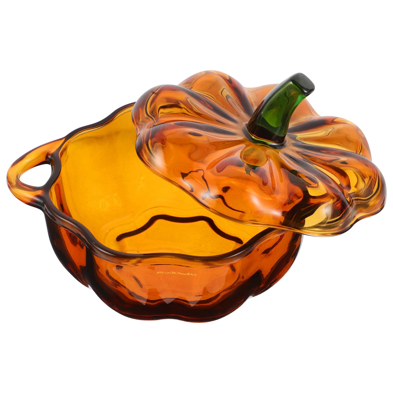 جرة حلوى اليقطين الزجاجية الملونة غطاء مزخرف حاوية تخزين الوجبات الخفيفة حفلة المنزل استخدام جرة اليقطين الزجاجية علب الخريف