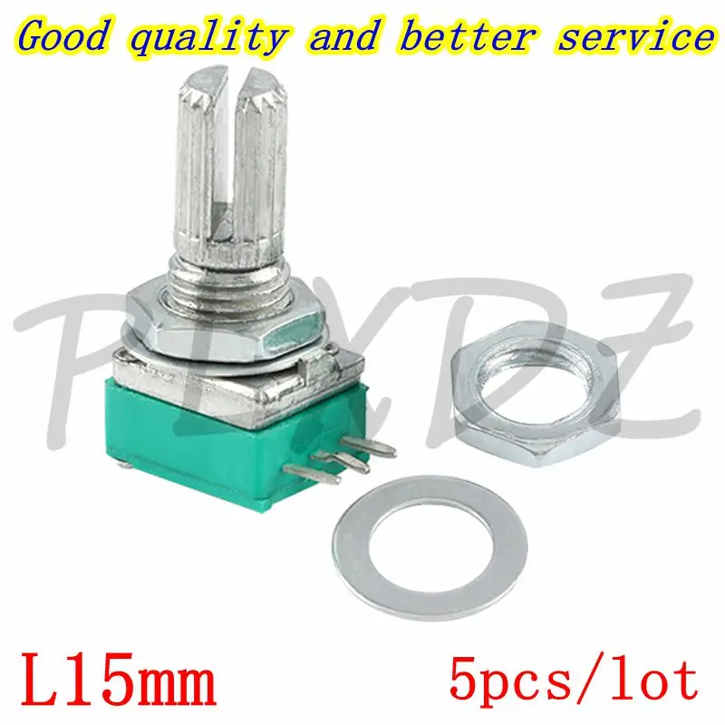 5pcs RK097 Amplifier Sealing Potentiometer, 5K, 10K, 20K, 50K, 100K, 500K, B5K, with 3-Pin Shaft, 15mm
