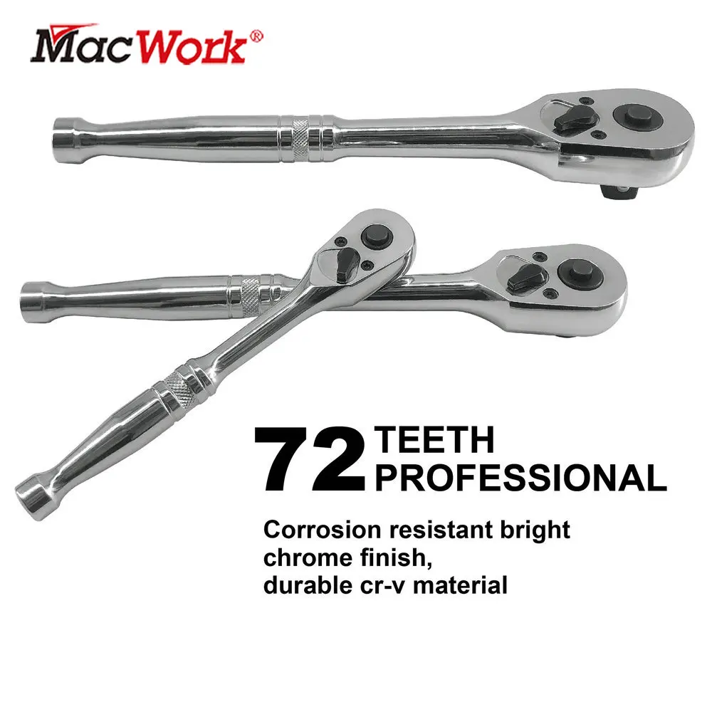 3 Pcs 72 Teeth Ratchet Handle Quick Release Narrow Place Using 1/4β 3/8β and 1/2β Drive