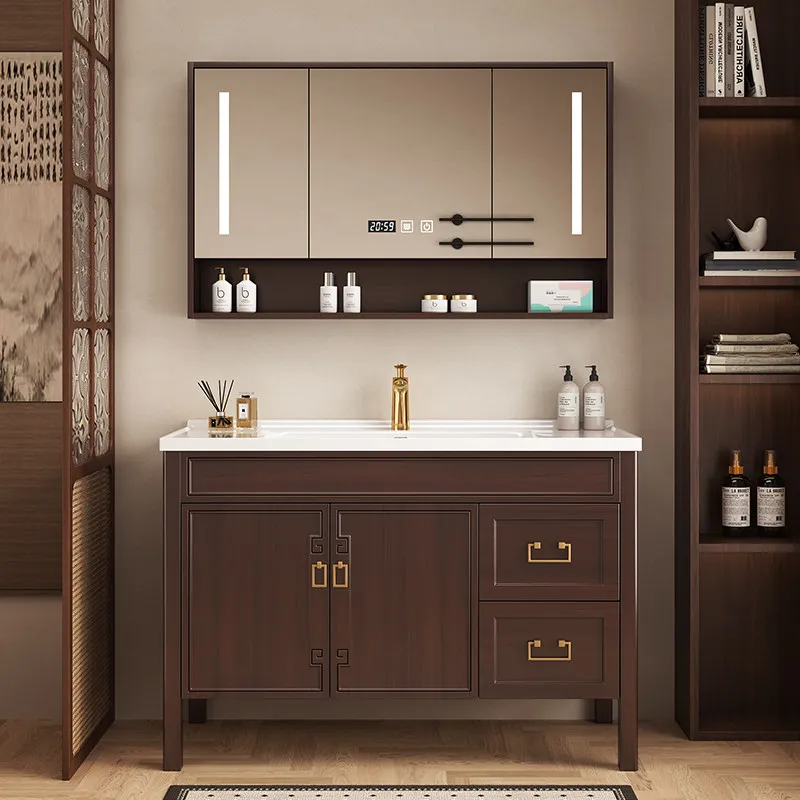 Partitions Wooden Bathroom Cabinet Storage Mirror Perfume Organizer Toilet Bathroom Cabinet Display Gabinete Home Furniture
