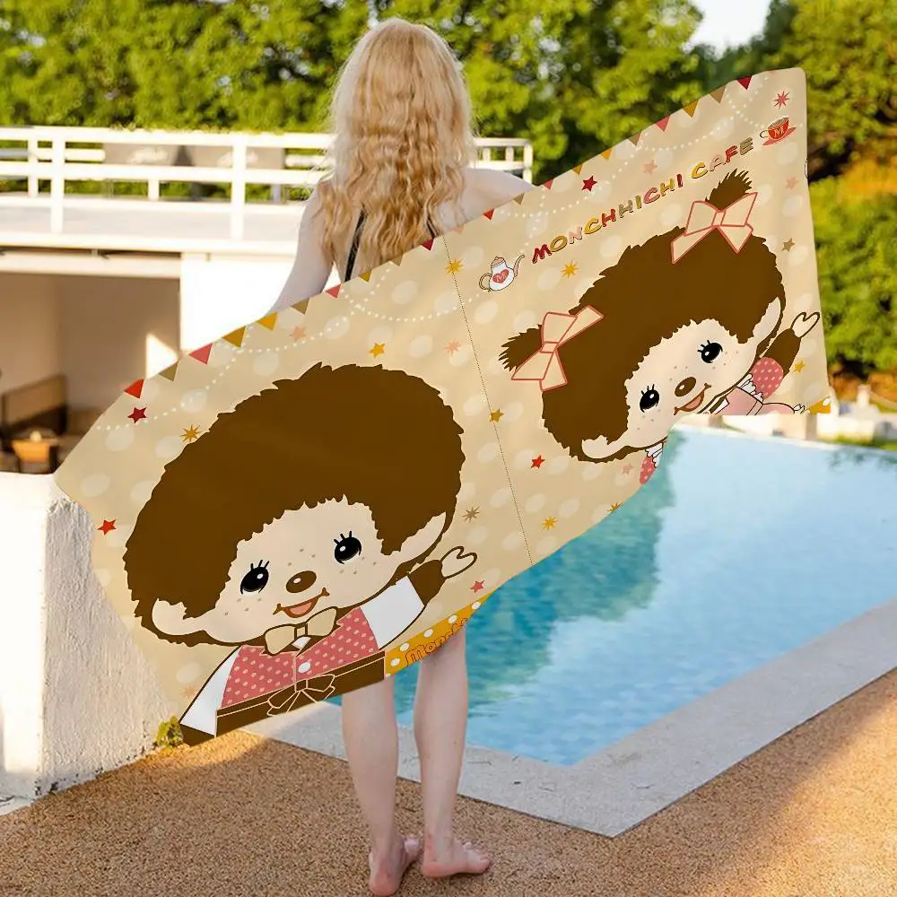 Popular Logo M-Monchhichi Fashion Anime Beach Swimming Soft Absorbent Washcloth Children's Gifts for Kids Travel Camping Gym
