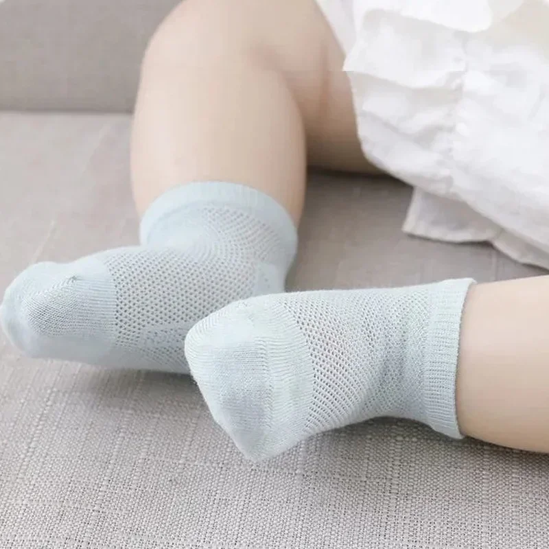 3 Pair Summer Baby Sock Solid Color Mesh Ankle Short Sock for Toddler Baby Boy Girl Breathable Soft Thin Stretch Sock for Kids