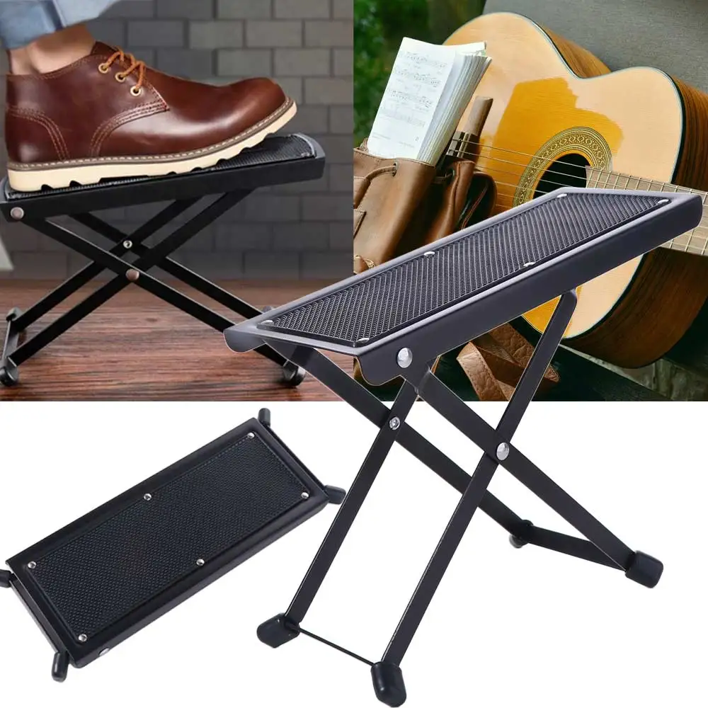 

Adjustable Guitar Footrest Pedal 4-Height Non Slip Guitar Pedal Stool Folding Metal Classical Guitar Footstool Pedicure Stand