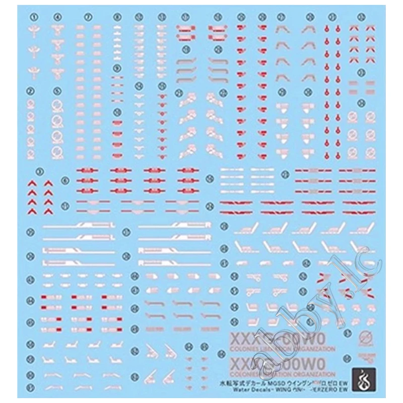 for MGSD Master Grade SD Wing Zero EW 1x Water Slide Pre-Cut UV Light-Reactive Decal Sticker Mobile Suit XXXG-00W0 Endless Waltz