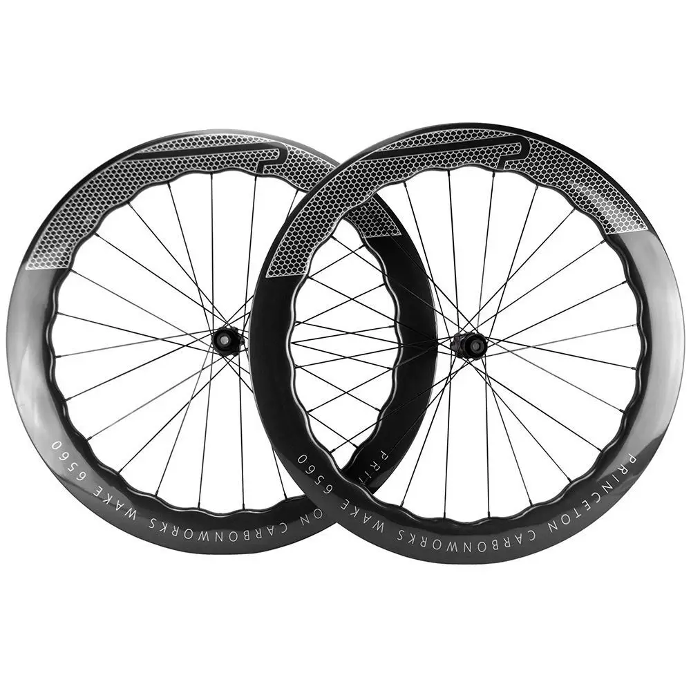 700C 65mm Depth Prin ceton Road Bicycle Wheelset U Shape Carbon Fiber Disc Brake Clincher Wheels UD Glossy ruedas 700c carretera