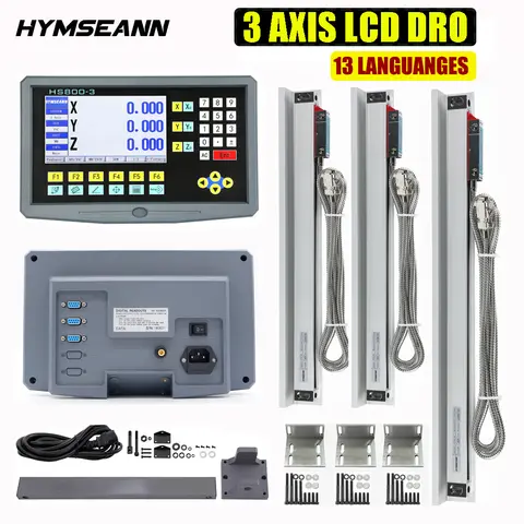 밀링 선반 HS800-3 다국어 3 축 LCD DRO 디지털 판독 및 3개 고정밀 50-1000mm 5um 선형 스케일 인코더