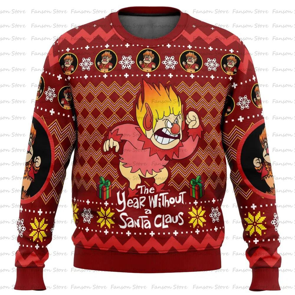 UnmunSanta Claus-Pull de Noël Dessin Animé для Homme и Femme, спортивный костюм для пары, верхняя мода, аниме