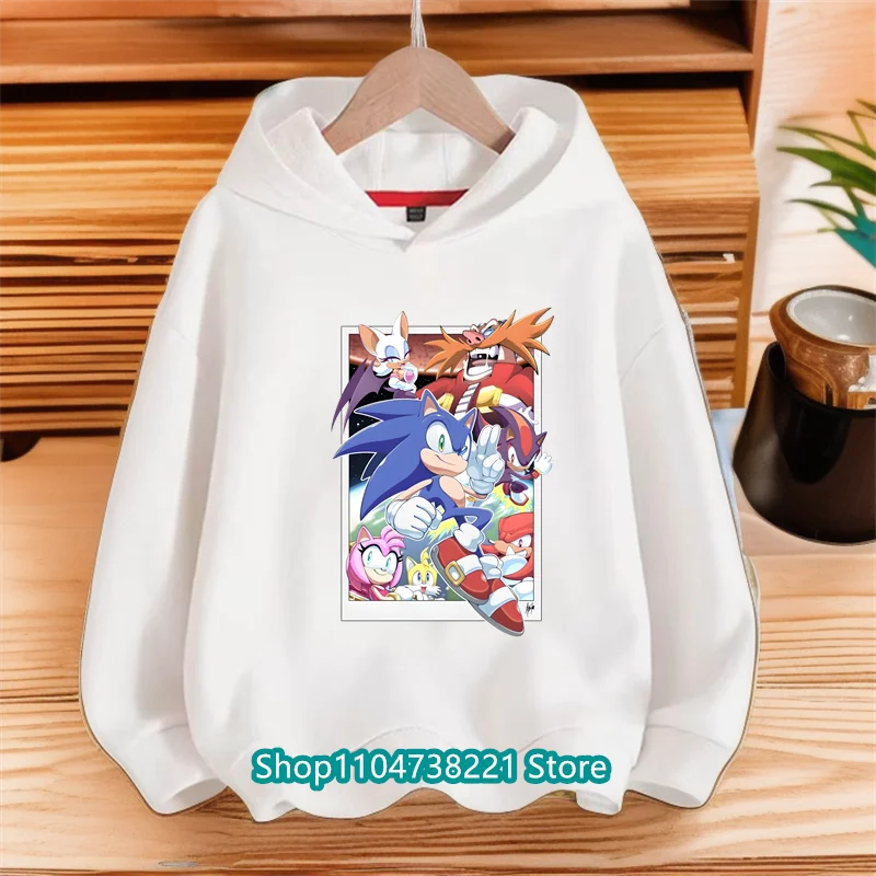 Boys Girls Spring Fashion Top Kids Clothes Gifts New Sonic Hoodies for Children Anime Cartoon Figures Printed Kawaii Sweatshirt