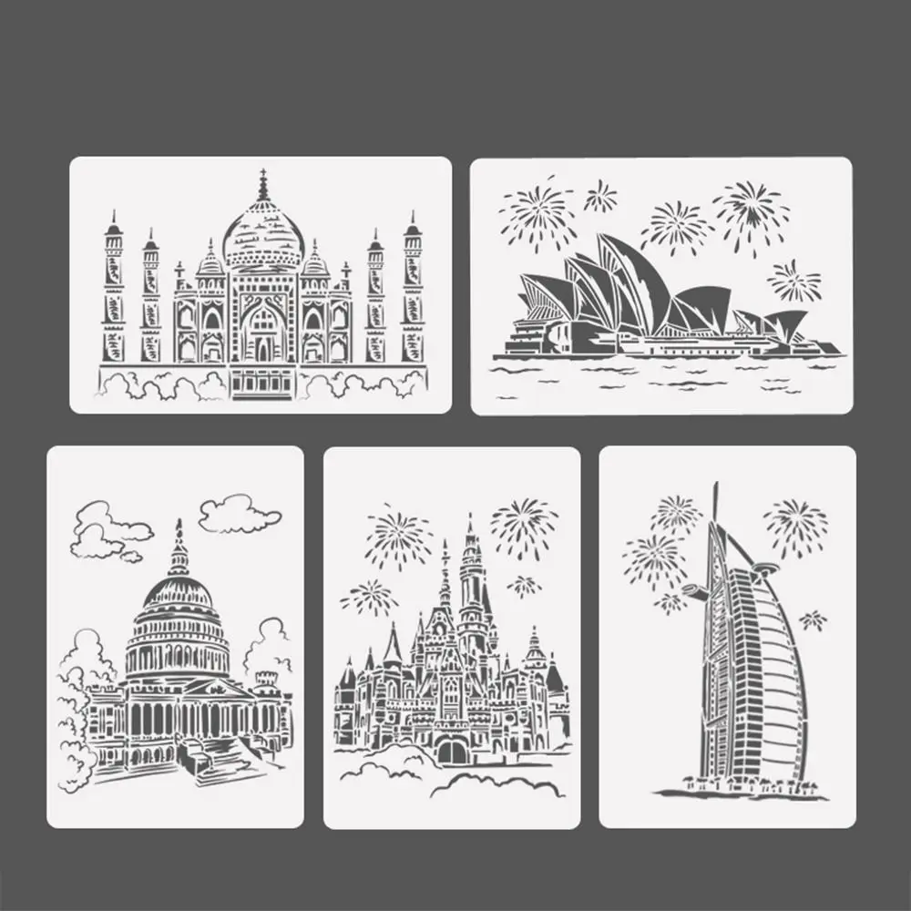 Urban Architecture Series Hollowed Drawing Templates Copying Stencils DIY Craft DIY Pattern Layering Stencils Embossing Drawing