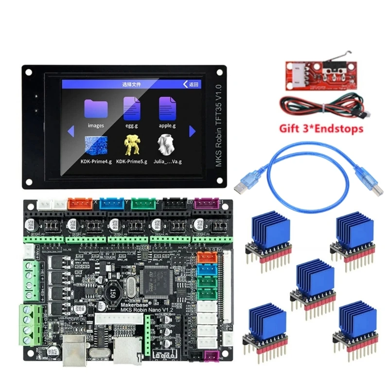 Makerbase Robin для V1.2 32-битная плата управления часть 3D-принтера TFT35 экран FFC + USB-кабель для печати WIFI