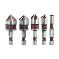 5pcs Countersink Drill Bit Hex Shank 5 Flute Metal M35 Cobalt Drill Bit Set 82 Degree Center Punch Tool