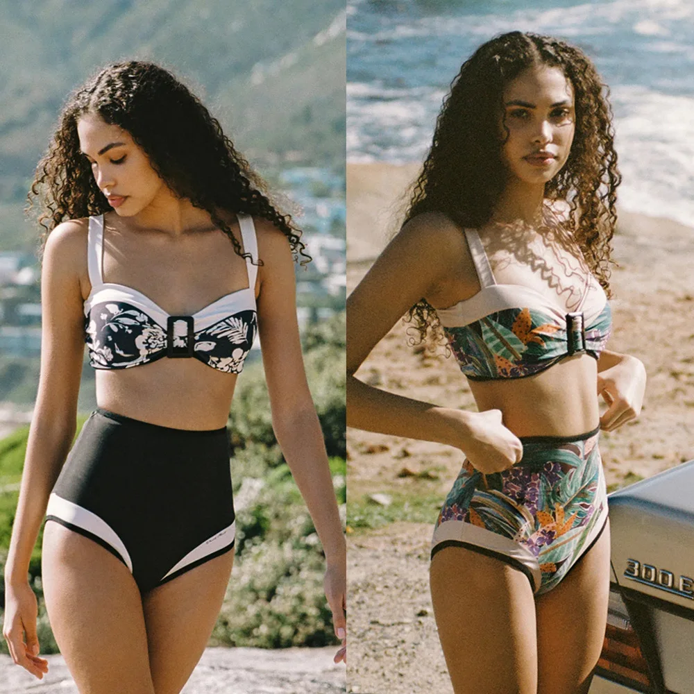 2025 Women's High-Waist Printed Bikini Set Strapless & Strappy Two-Piece Swimsuit Summer Fashion Bikini Suit With Pantie Ropa