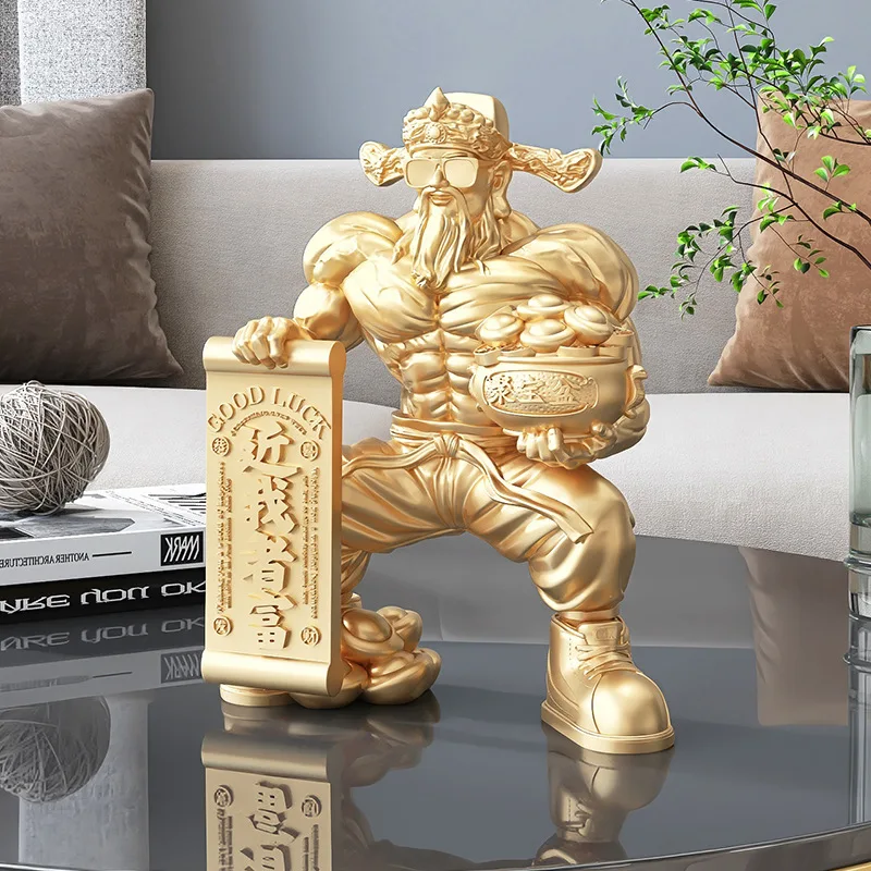 Muscle God Of Wealth Ornament Home Living Room Opening Gift High End Luxury Front-end Handicrafts Home Decoration Accessories