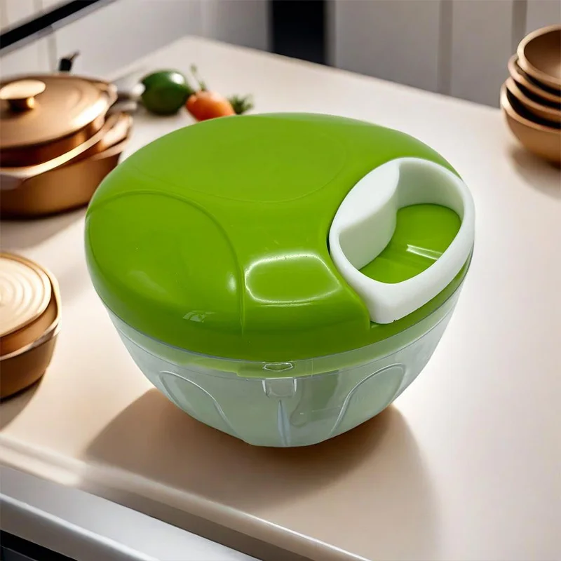 

1PC Pull String Manual Food Chopper, Multi-function Onion Garlic Mincer, Hand Powered Vegetable Cutter with Storage Bowl for Salad, Chili, Nut, Meat, Ginger, Portable Mini Kitchen Grinder Gadget for Home Cooking