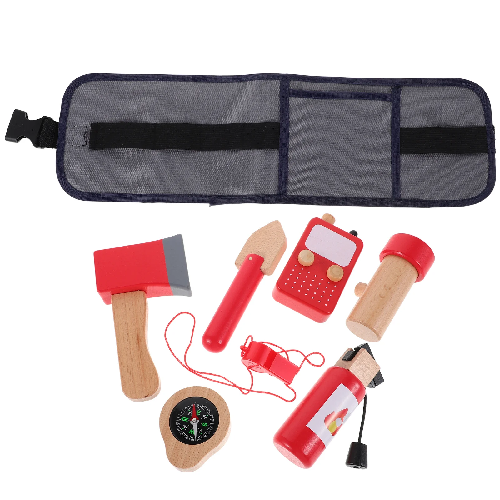 

1Set Kids Firefighter Role Play Costume with Wooden Tools Realistic Fireman Accessories for Imaginative Indoor Outdoor Play