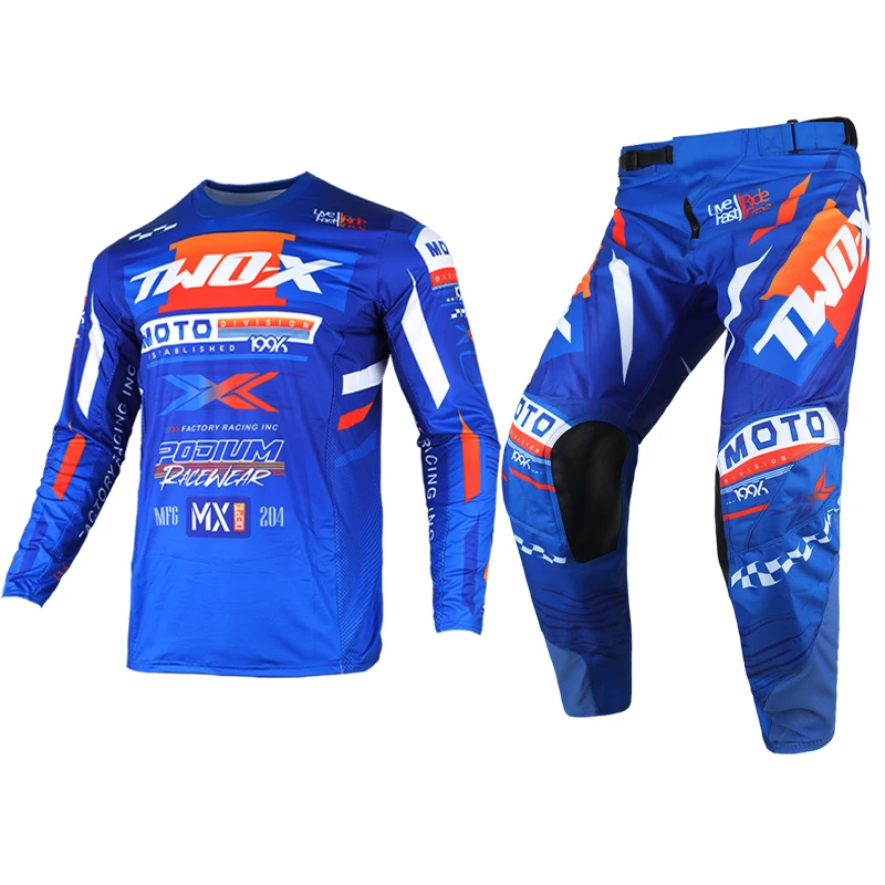Two-X 4-Way Stretch Podium Gladiator MX Enduro Moto Suit Motocross Race Gear Set Off Road Jersey Set Dirt Bike Jersey And Pants
