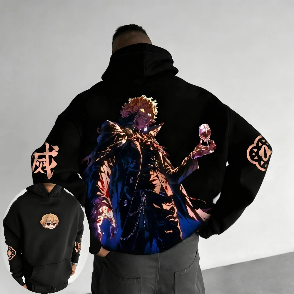 

Demon Slayer Men's Hoodie Zenitsu Agatsuma Anime Spring Autumn and Winter Hallowmas Boy Long-sleeved Parent-child Outfit