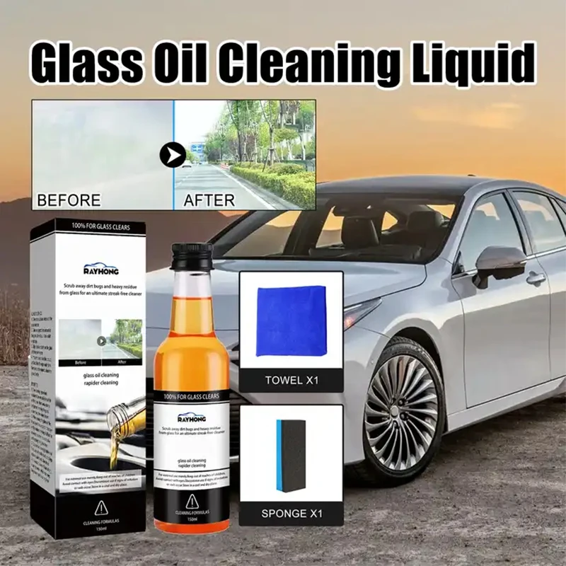 

150ml Car Glass Oil Film Removing Agent Glass Cleaner Kits for Bathroom Auto Window Glass Car Windshield Windscreen