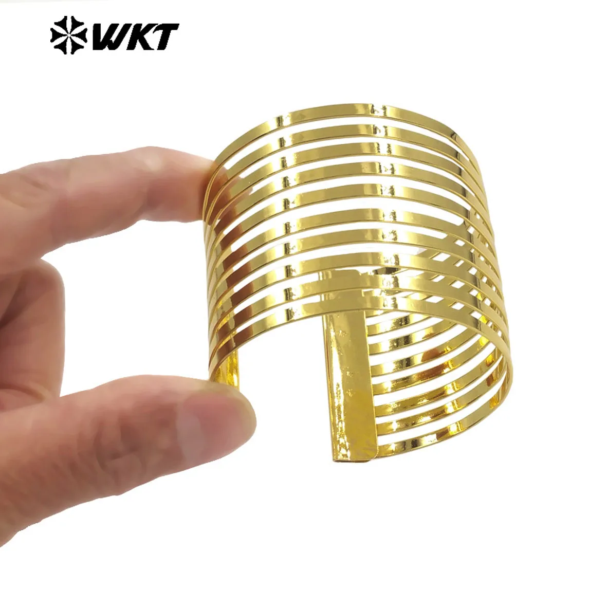 WT-JF360 Wholesale Multi Layers Yellow Brass Cuff Bangle Adjustable Size For Women Party Vintage Jewelry Gift Gold Plated