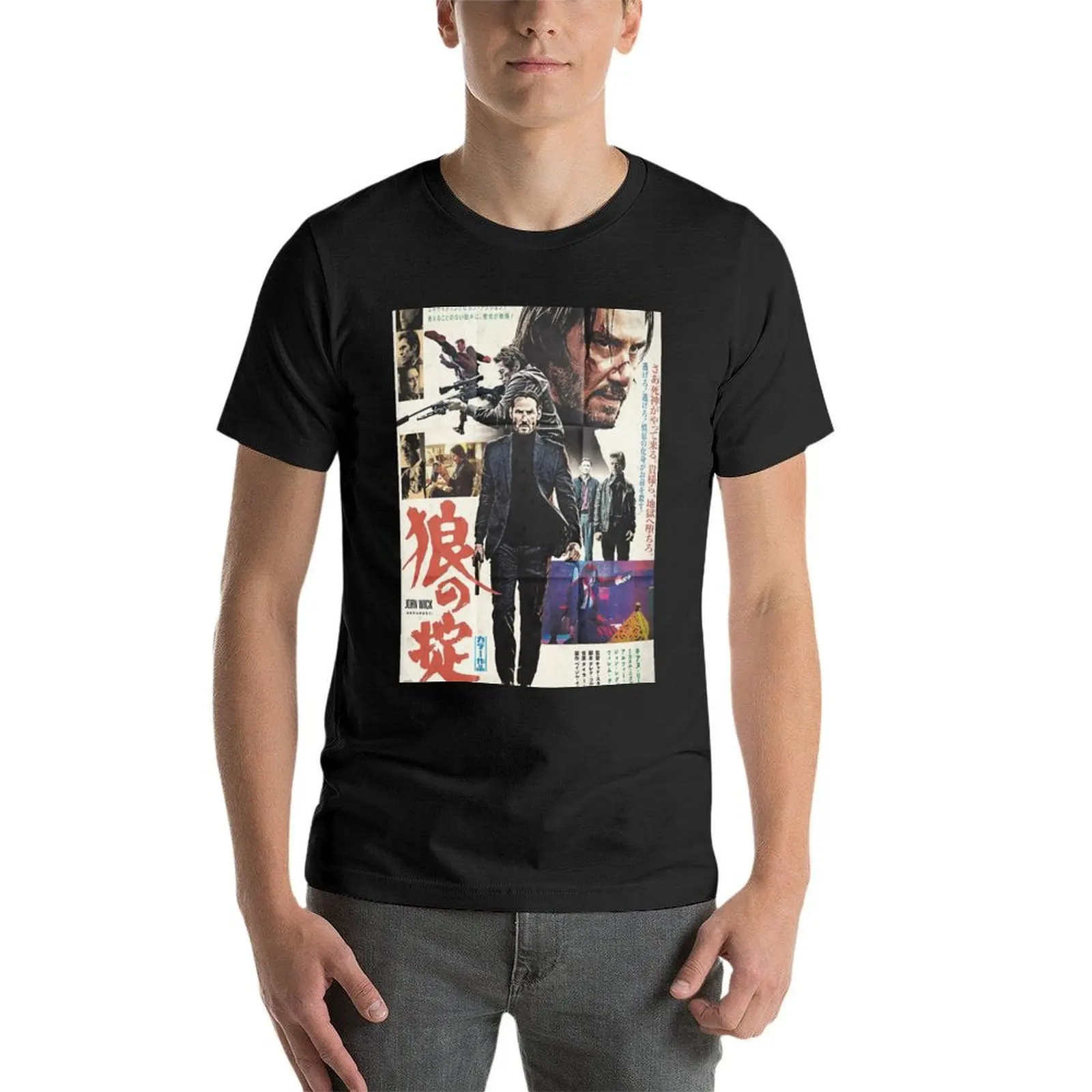 John Wick Japanese Movie Poster T-Shirt summer top anime korean fashion plus sizes T-shirts for men cotton