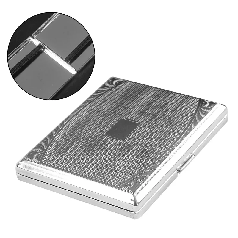 ladies silver cigarette case 1pcs Silver Portable Metal Cigarette Case for 18 Cigarettes Flip Open  Cigarette Storage Box Holder Travel Outdoor Smoking Tools