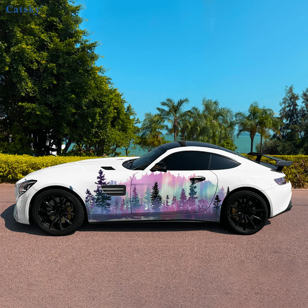 

Aurora Pine Tree Color Car Vinyl Wraps Decal Self-adhesive PVC Sticker Suitable for Trucks SUV Decoration Auto Accessories Gift
