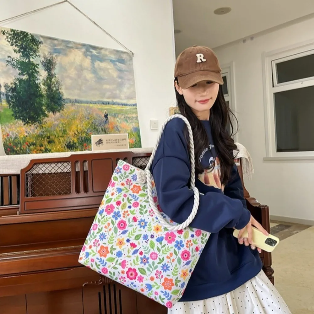 

New Large Capacity Shoulder Bag Fashion Floral Canvas Tote Underarm Bag Gift