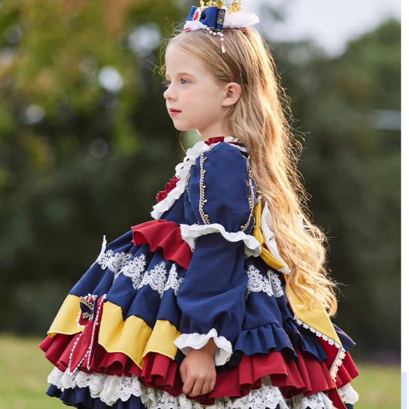 Winter Kinder Lolita Kleid Anzug Kawaii niedlichen Prinzessin Kleid Mädchen Leistung Kostüme geschwollene Kleid Anzug Tiara Bogen süße Kleidung