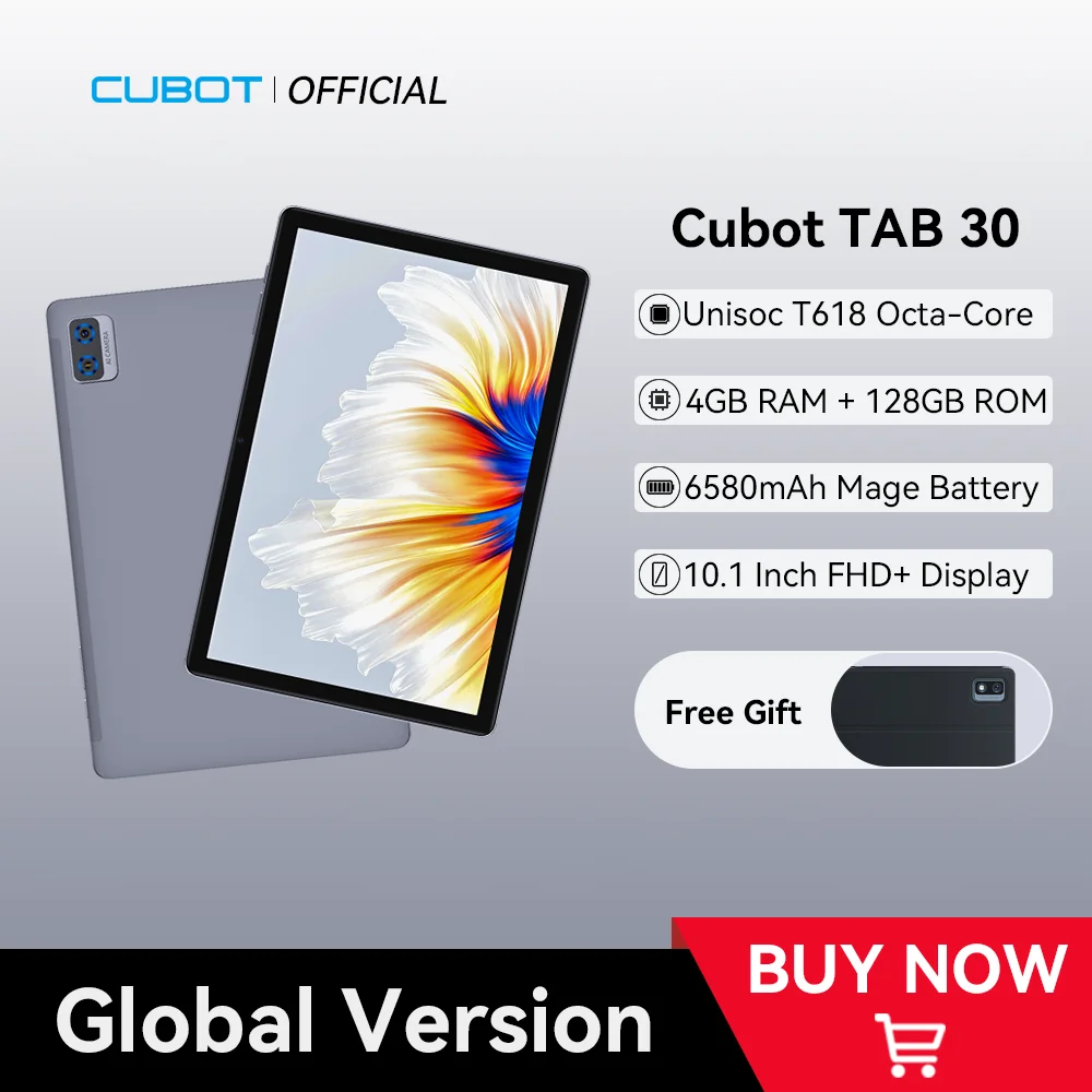 Cubot tab 30 tablet pad 10.1 \'\'fhd display 4gb 128gb octa-core prozessor 13mp kamera 6580mah dual sim 2,4g/5g wifi android 11