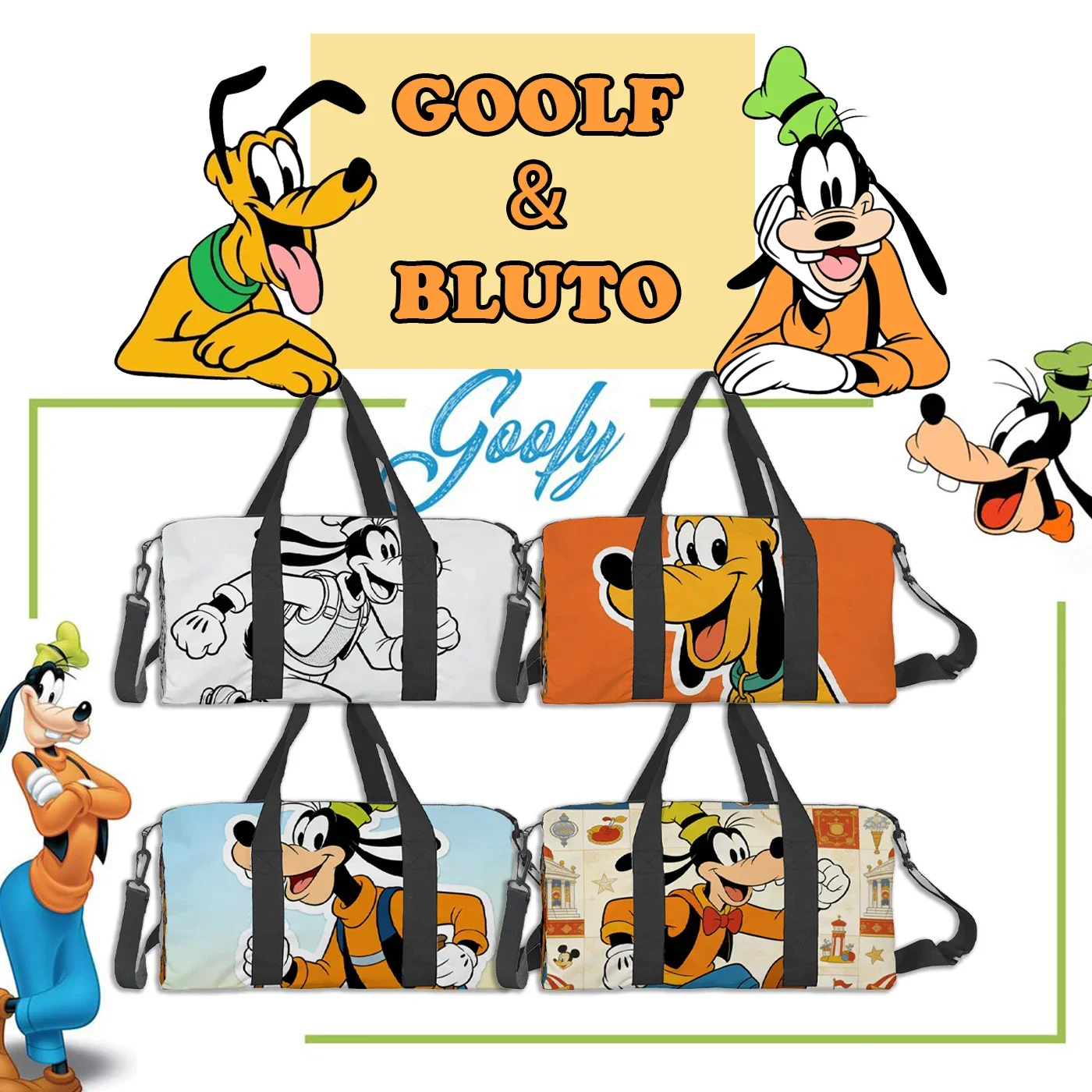 

Сумка-тоут, спортивная сумка, сумка через плечо серии Goolf and Bluto, высокое качество, большая вместимость, модный подарок, для повседневных поездок, 1 шт.