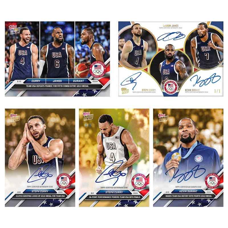 

Олімпійские игры Topps Now 2024, Стивен Карри, Кевин Дюран, Леброн Джеймс, сделай сам, баскетбольная звезда, коллекционные коллекционные карты с автографом, подарочная коллекция