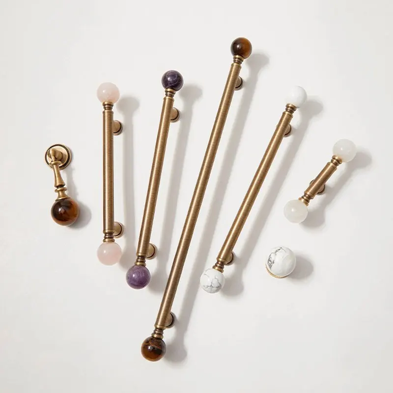 

Антикварные бронзовые ручки и ручки для шкафа из латуни с натуральным кристаллом, ручки для шкафа для спальни, Т-образные ручки для ящиков, мебельная фурнитура